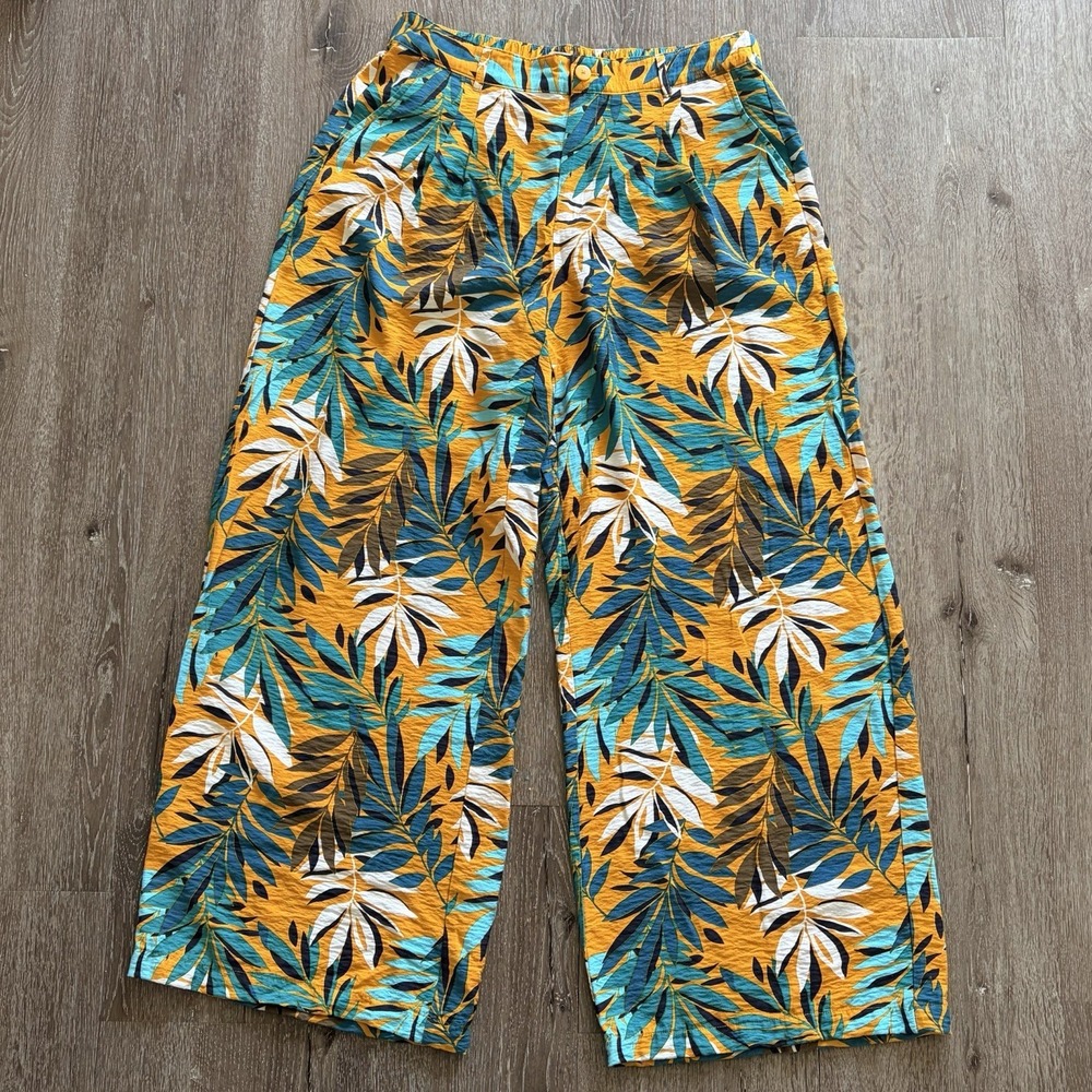 Liz Claiborne Tropical Print Wide-Leg Boho, Hawaiian Pants Size 10